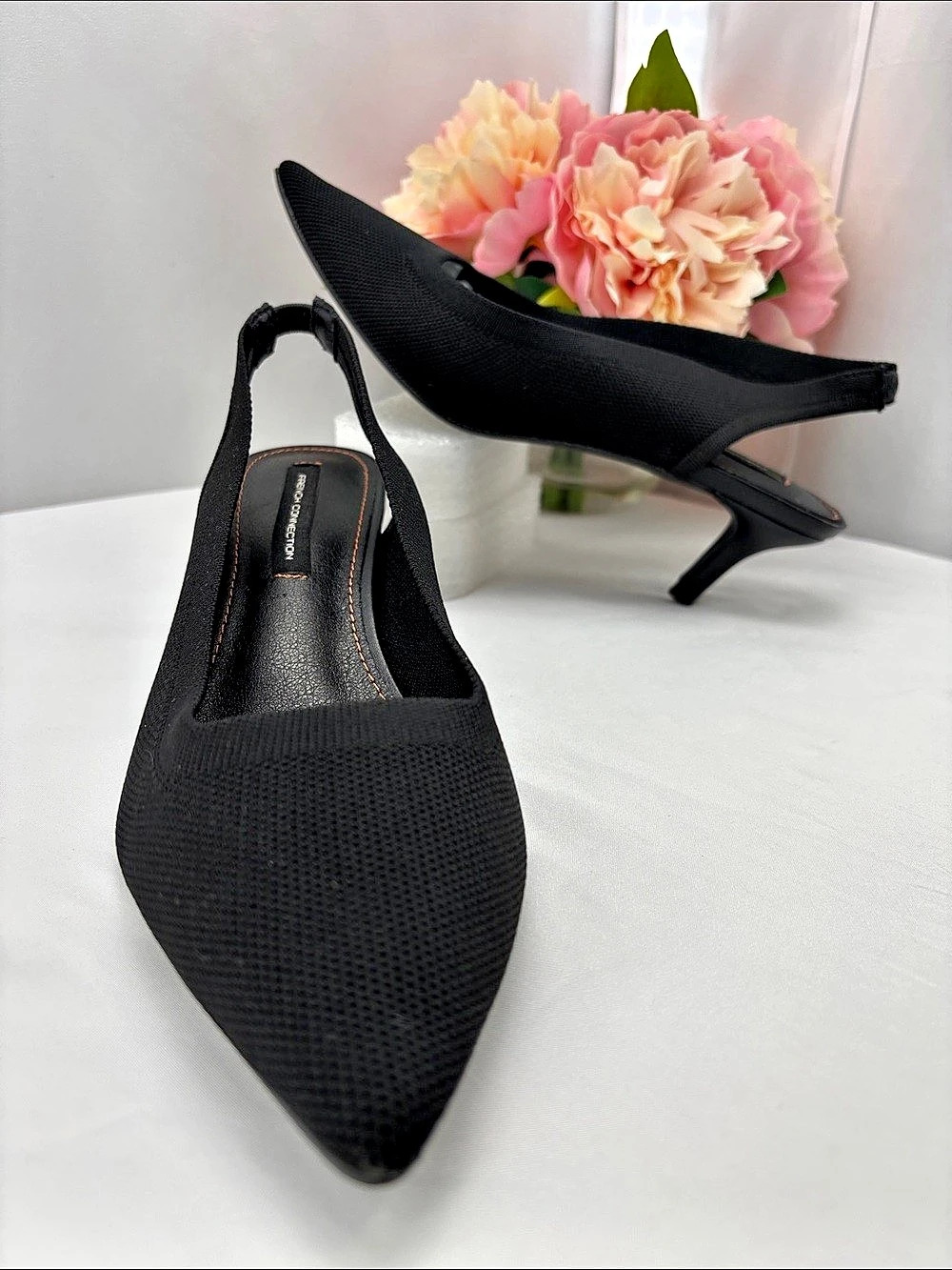 French Connection Viva Womens 8 Slingback Kitten Heel Slingback in Black #771